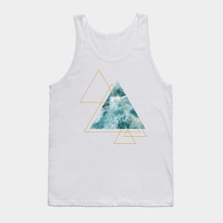 Rough Blue Ocean Waves with Gold Triangles Tank Top